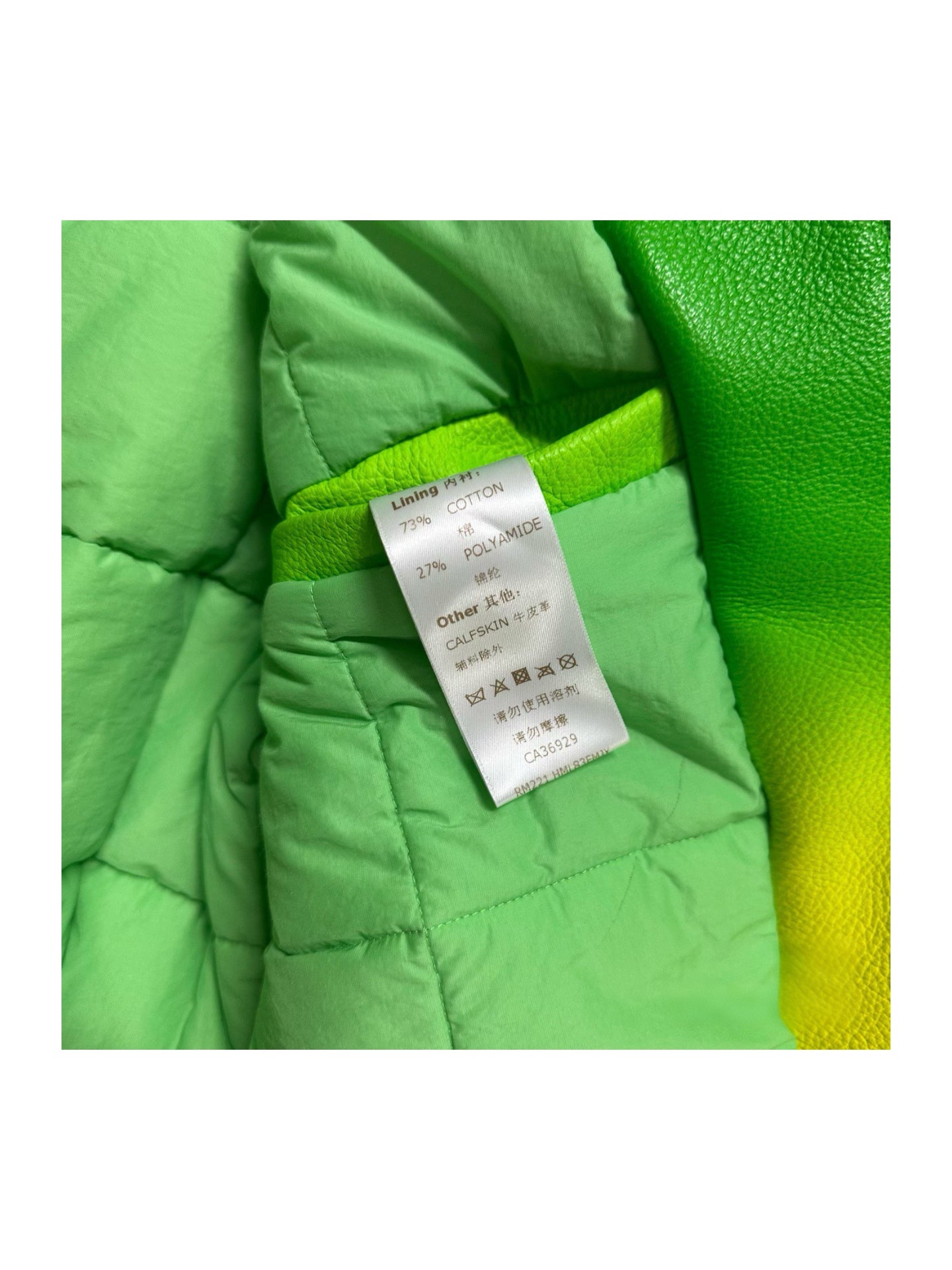 Louis Vuitton by Virgil Abloh Gradient Green Leather Panther Puffer Jacket – Runway Archive Piece