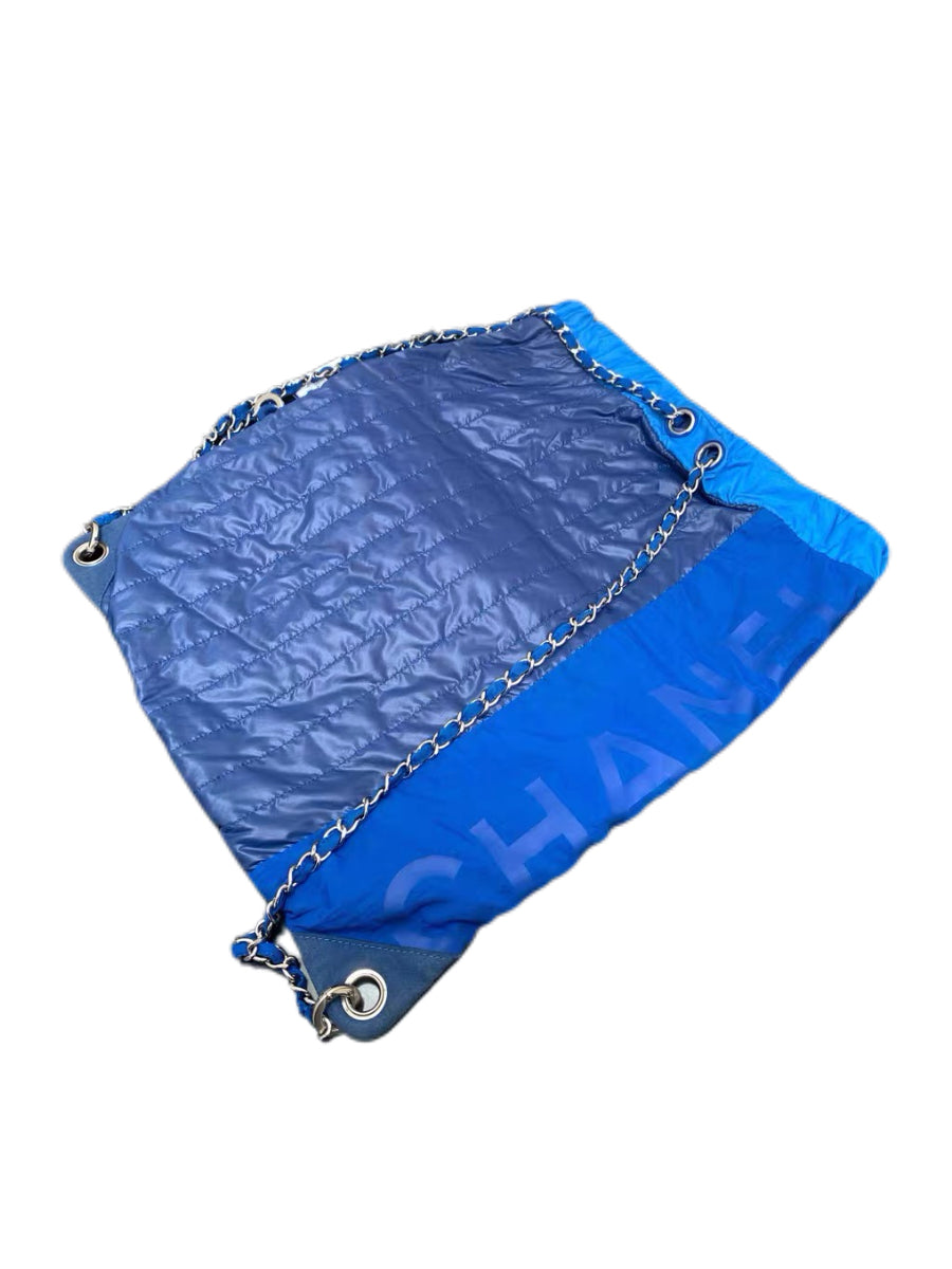 Chanel Blue Nylon Chain Drawstring Backpack – Lightweight Sport Archive Piece