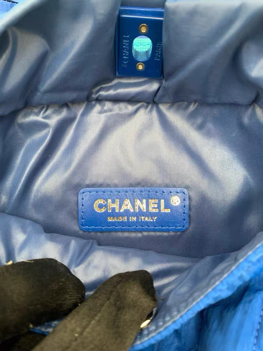 Chanel Blue Nylon Chain Drawstring Backpack – Lightweight Sport Archive Piece