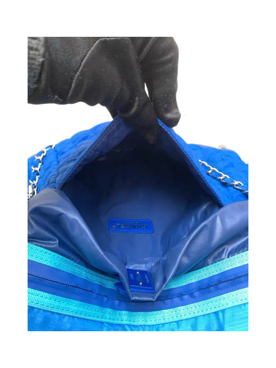 Chanel Blue Nylon Chain Drawstring Backpack – Lightweight Sport Archive Piece
