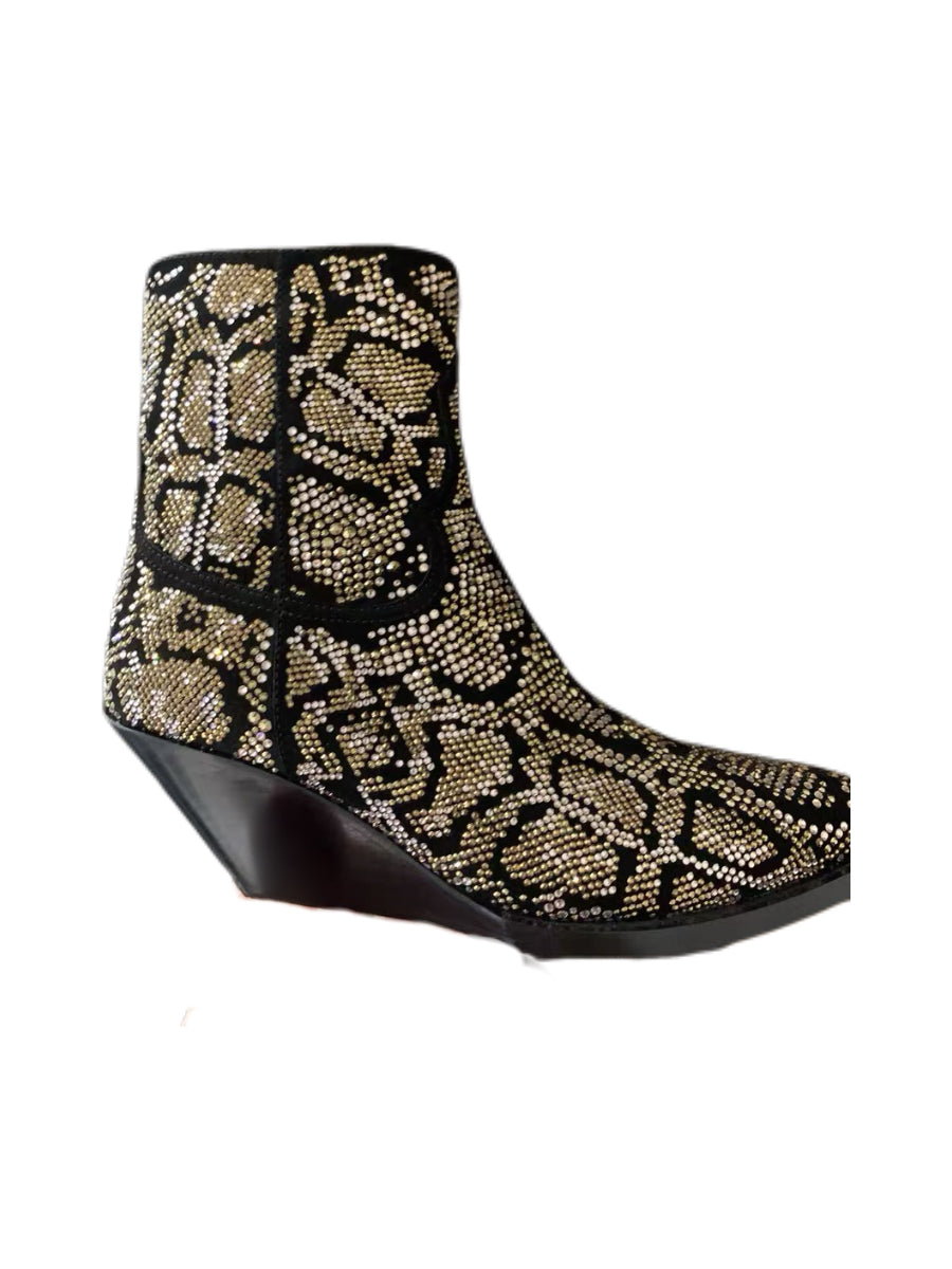 Celine Homme “CELINE MOON” FW22 Crystal Embellished Snake Pattern Chelsea Boots – Runway Limited Edition Size 43