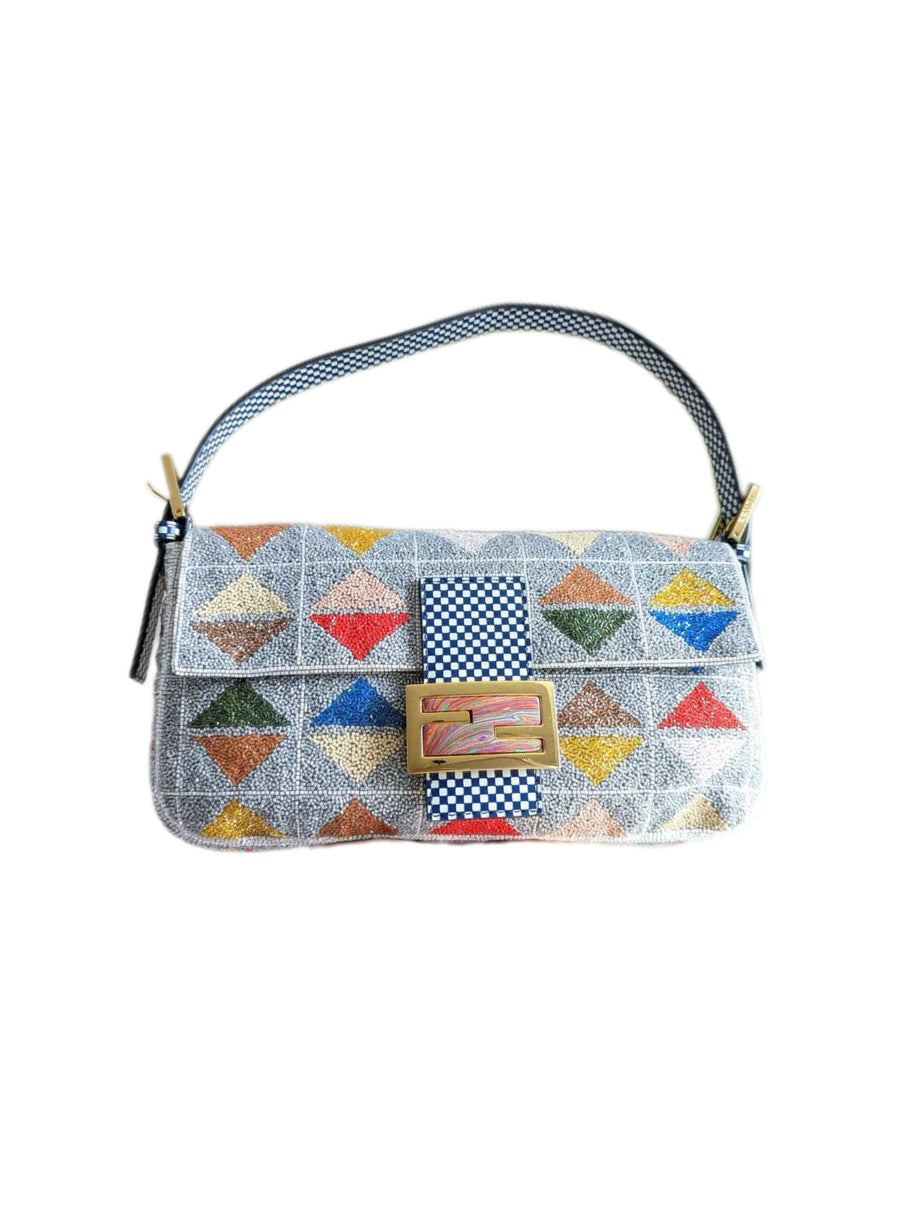 Fendi Multicolor Beaded Geometric Baguette Bag – Ultra Rare Hand-Embroidered Couture Piece