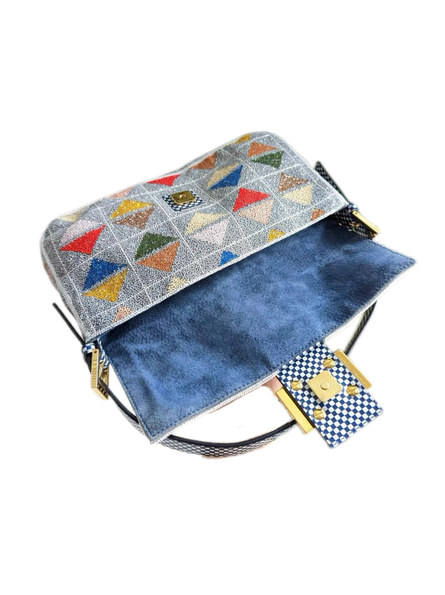 Fendi Multicolor Beaded Geometric Baguette Bag – Ultra Rare Hand-Embroidered Couture Piece