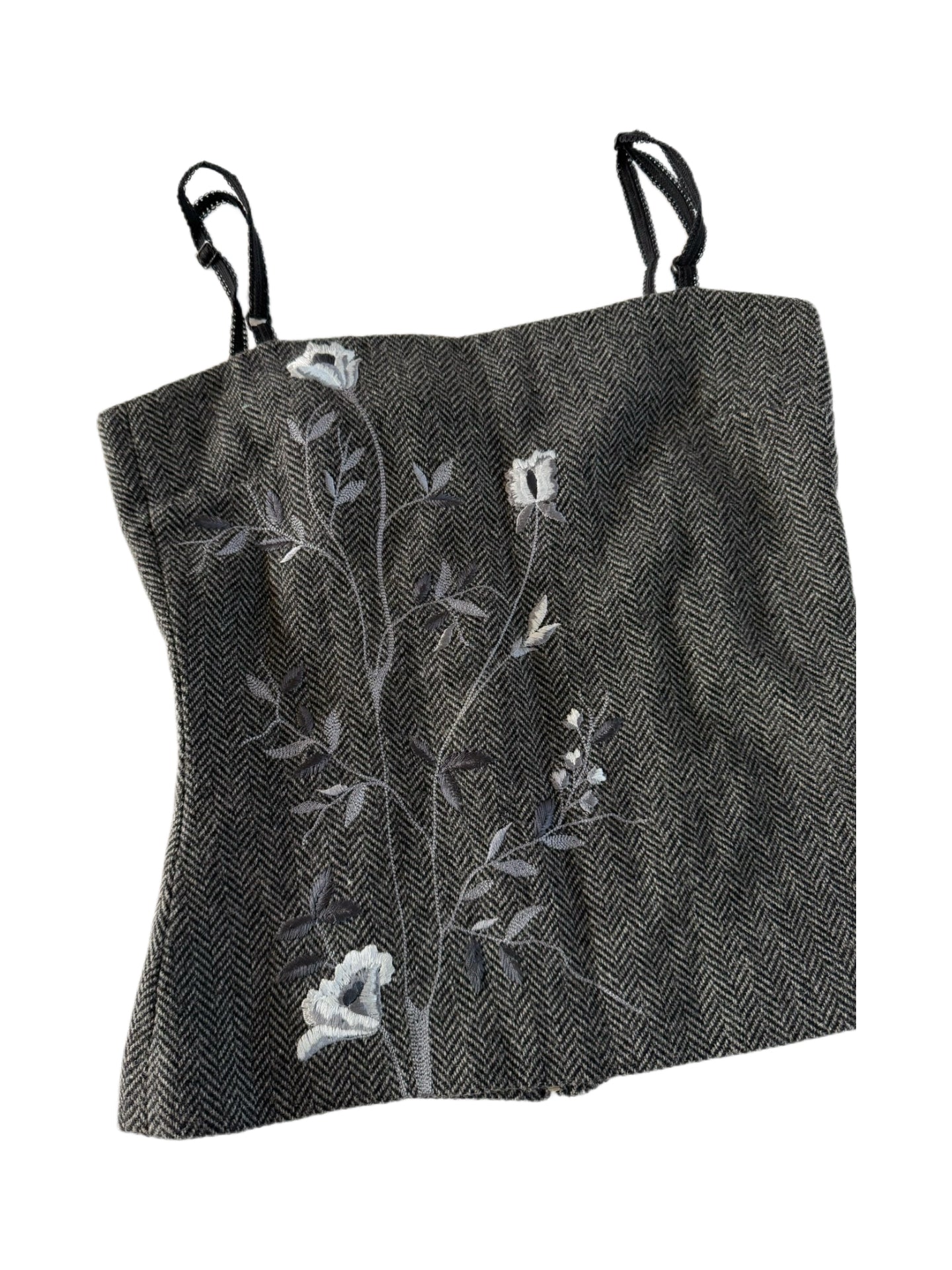 Dolce & Gabbana Embroidered Wool Herringbone Corset Cami Top – Rare Archive IT40