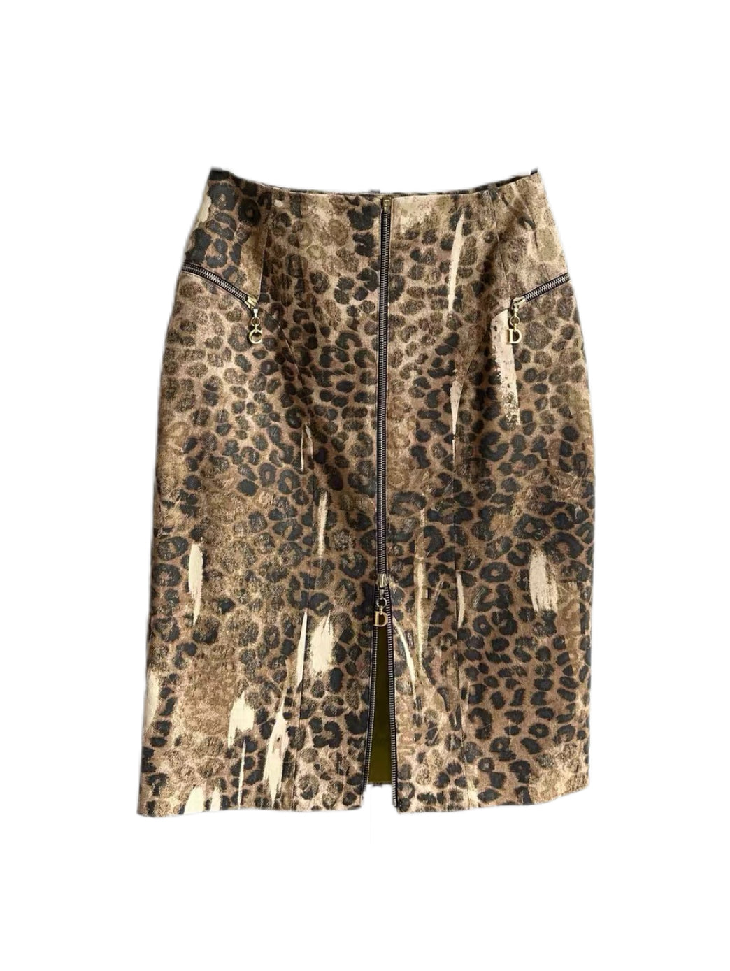 Christian Dior by John Galliano F/W 2000 Leopard Print Zip Skirt – Runway Piece Silk Lined