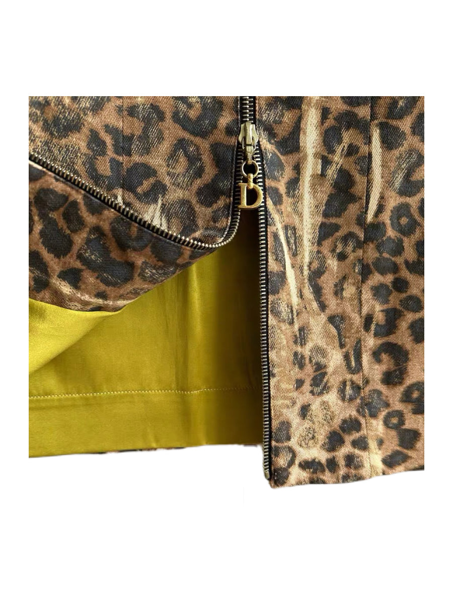 Christian Dior by John Galliano F/W 2000 Leopard Print Zip Skirt – Runway Piece Silk Lined