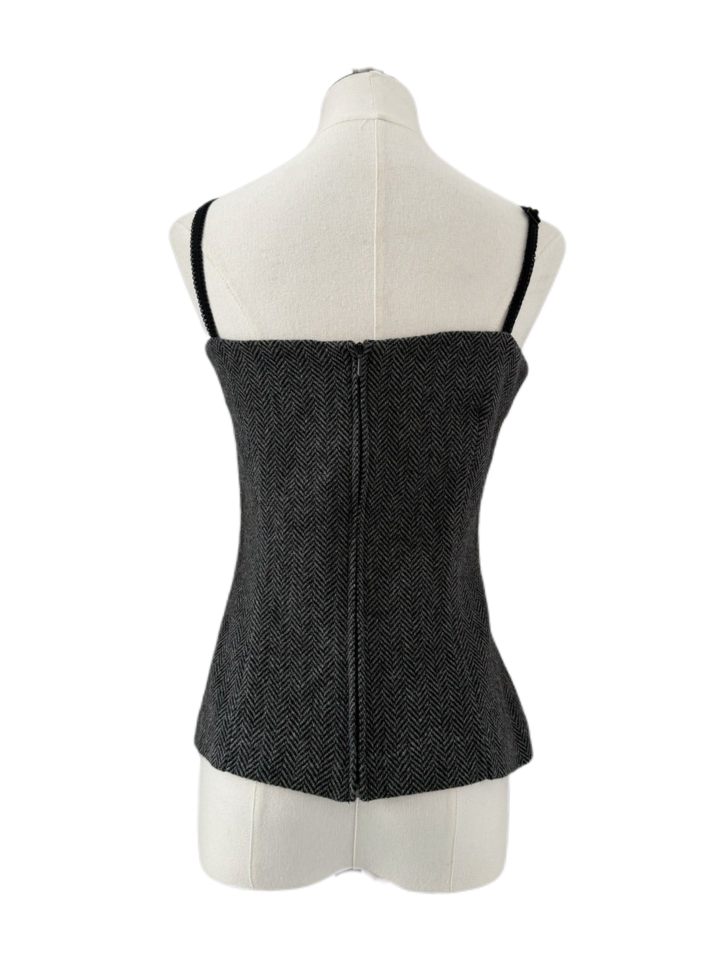 Dolce & Gabbana Embroidered Wool Herringbone Corset Cami Top – Rare Archive IT40