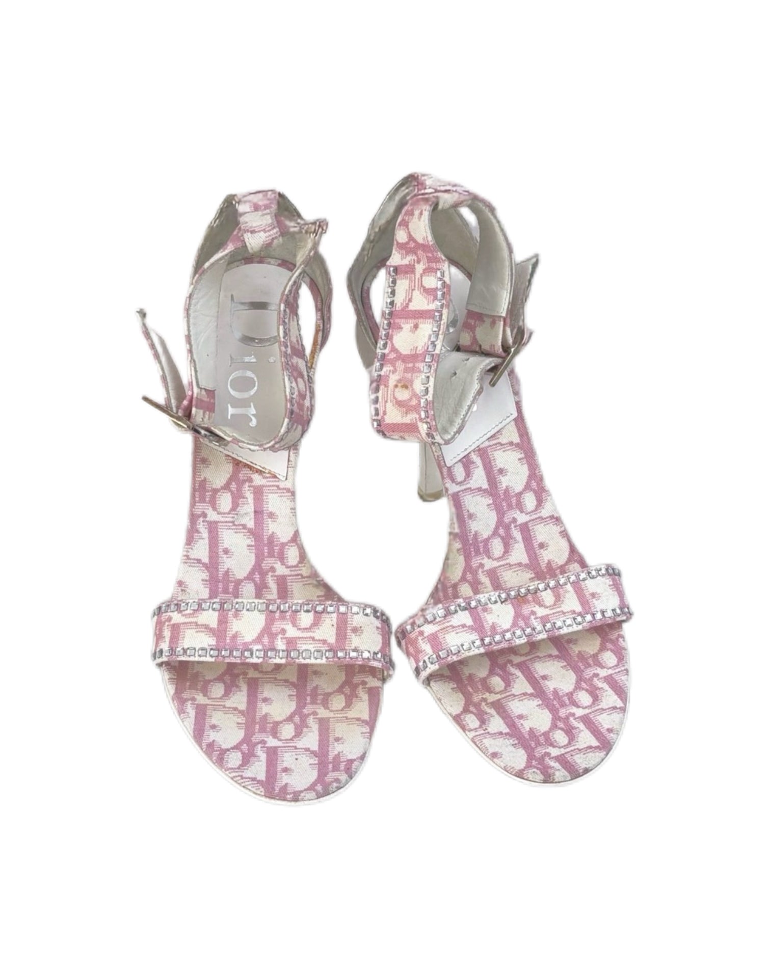 Christian Dior by John Galliano Pink Trotter Monogram Crystal Sandal Heels – Rare Archive IT37