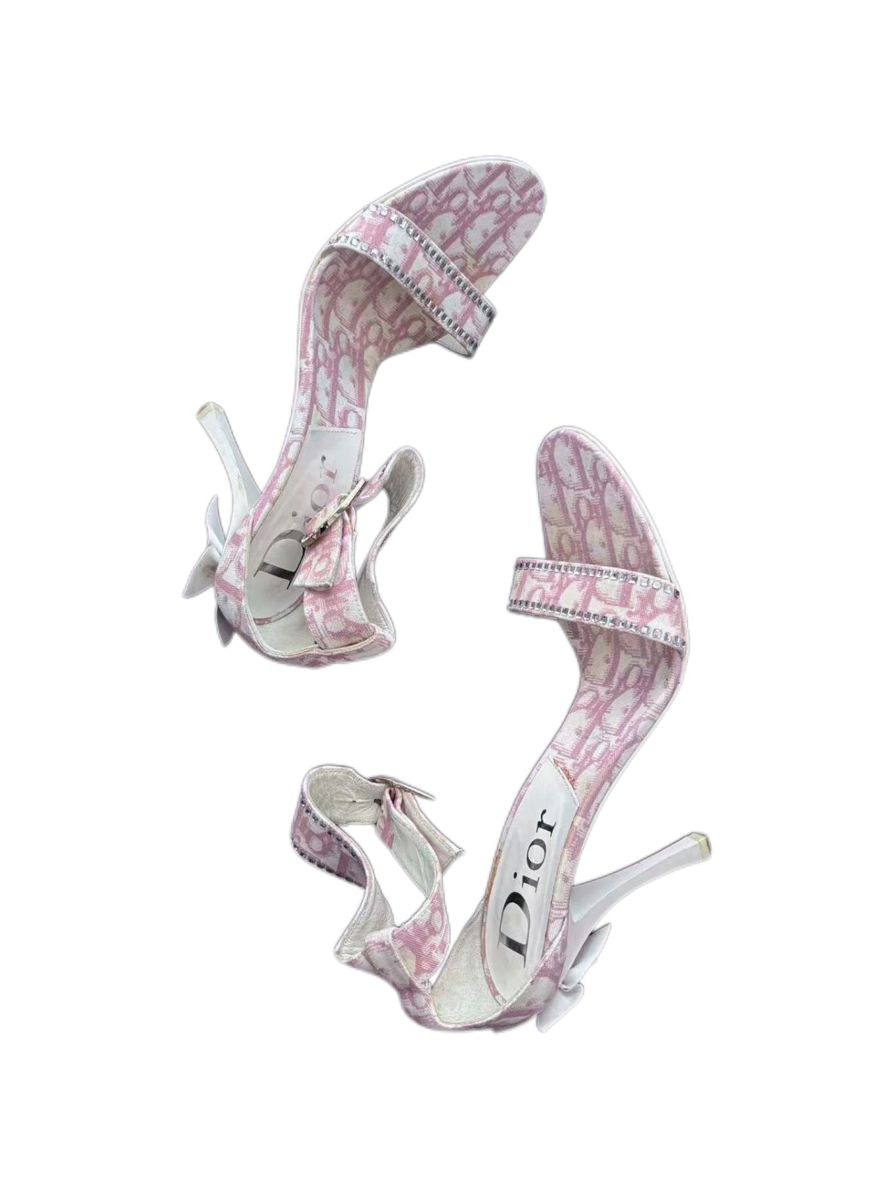 Christian Dior by John Galliano Pink Trotter Monogram Crystal Sandal Heels – Rare Archive IT37