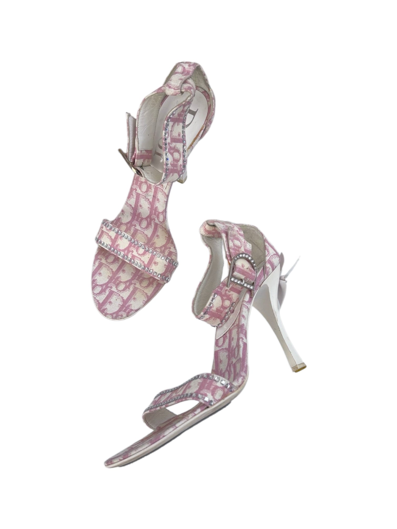 Christian Dior by John Galliano Pink Trotter Monogram Crystal Sandal Heels – Rare Archive IT37
