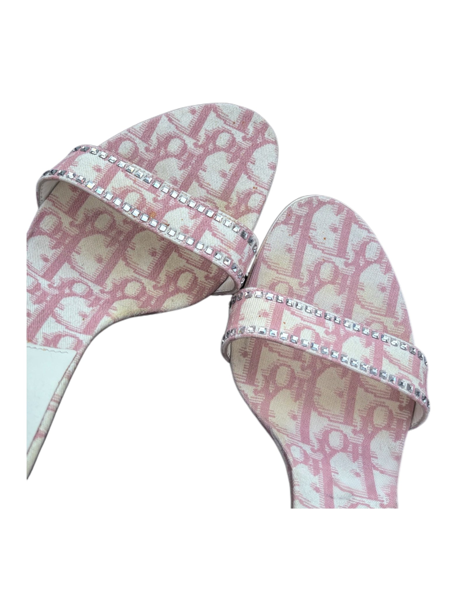 Christian Dior by John Galliano Pink Trotter Monogram Crystal Sandal Heels – Rare Archive IT37