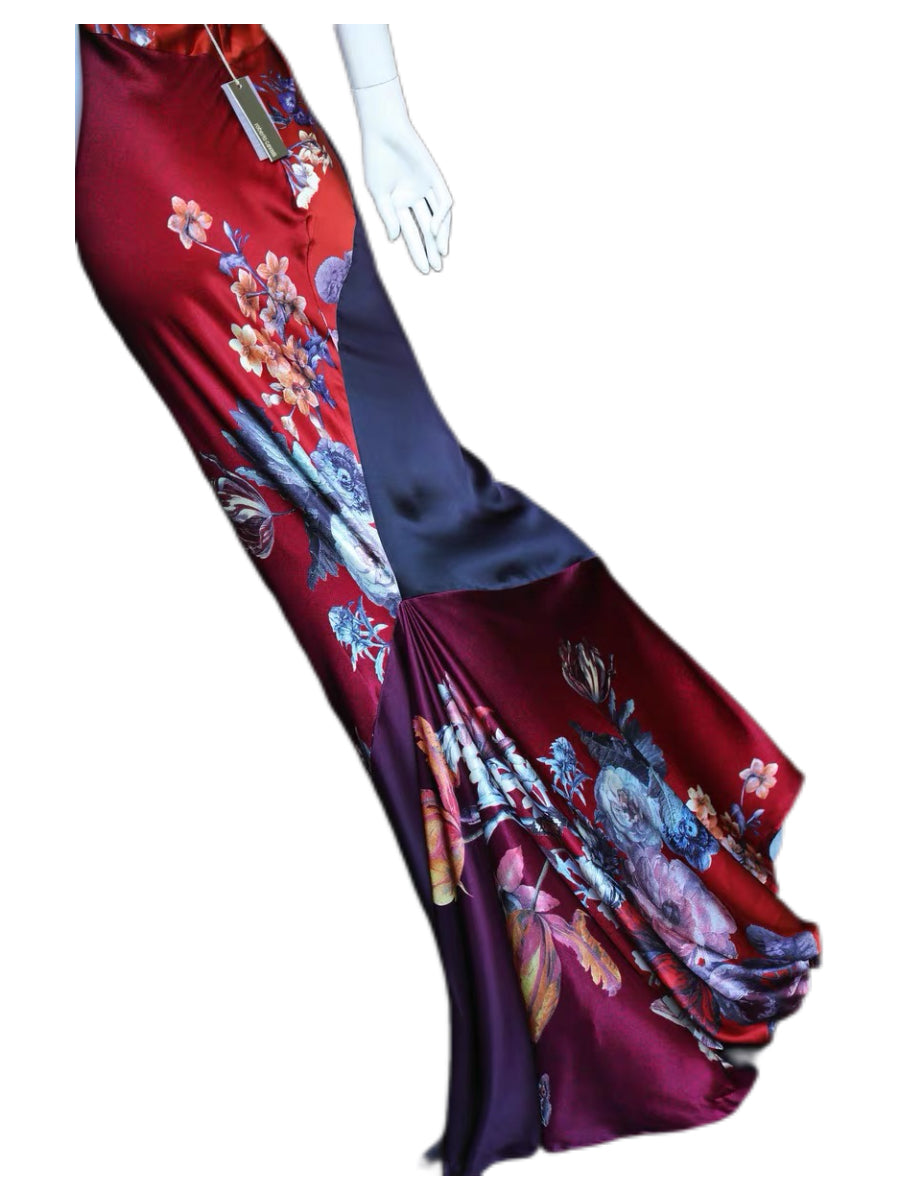 Roberto Cavalli Archive Silk Peony Print Halter Evening Gown – Collector’s Piece