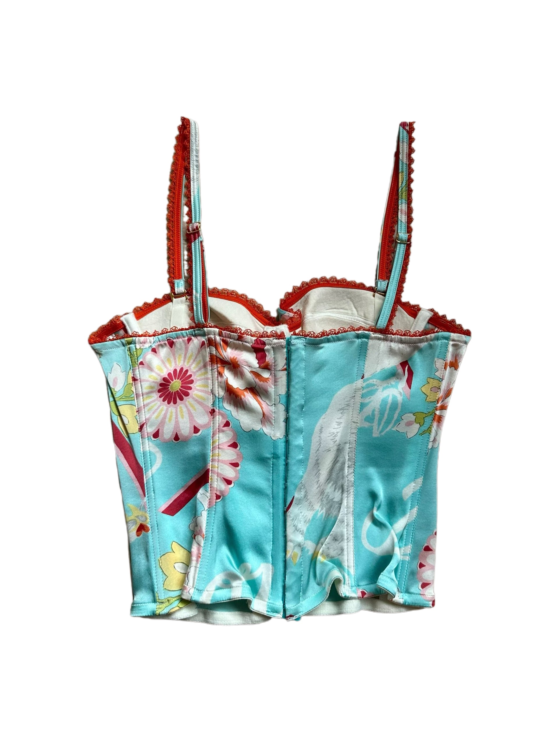 Christian Dior by John Galliano S/S 2003 Oriental Silk Corset Top – Runway Print Bustier