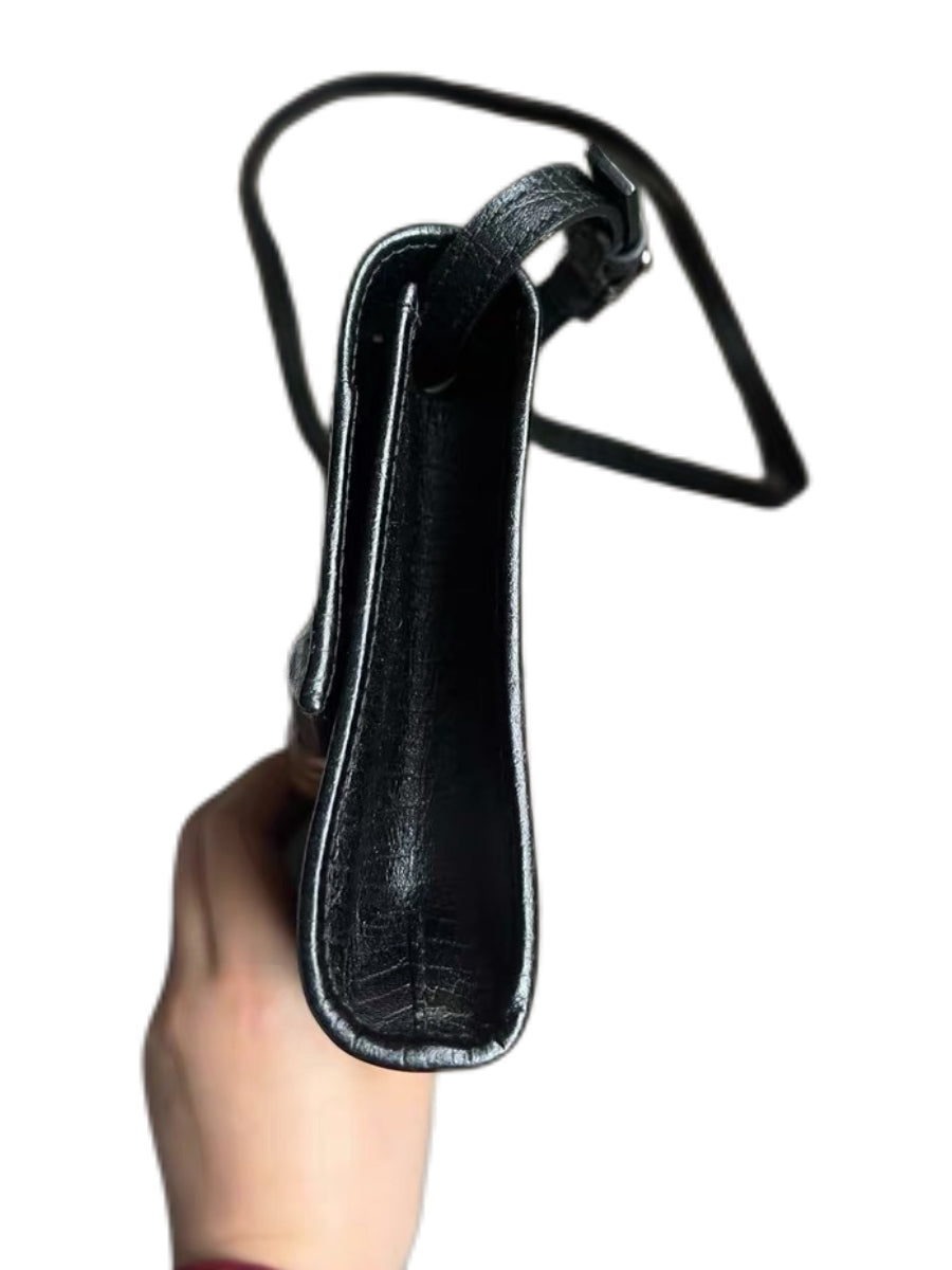 Gucci Vintage Black Leather Bamboo Shoulder Bag