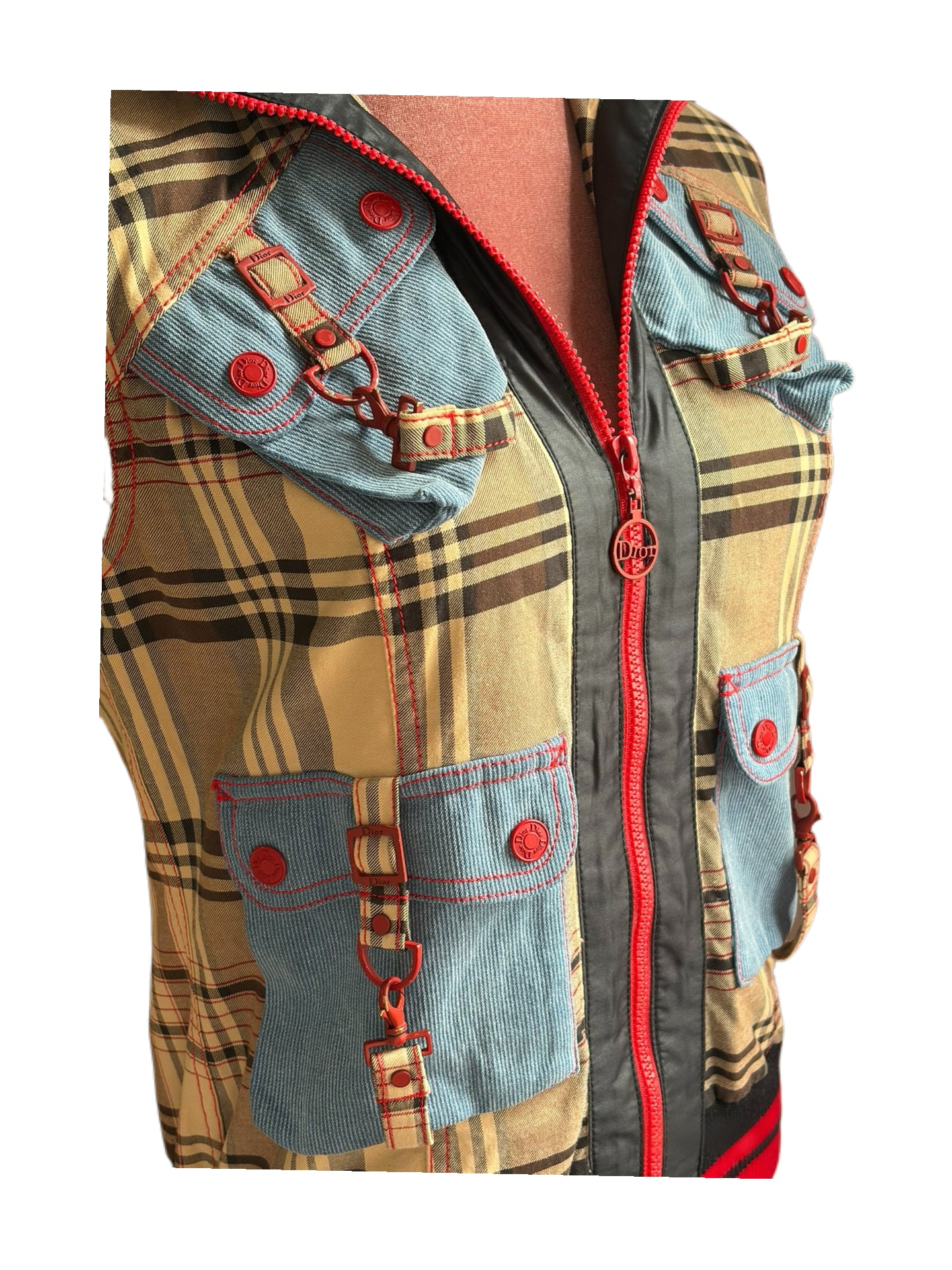 Christian Dior by John Galliano 2004 Golf Collection Check Utility Vest – Runway Pocket Harness Gilet