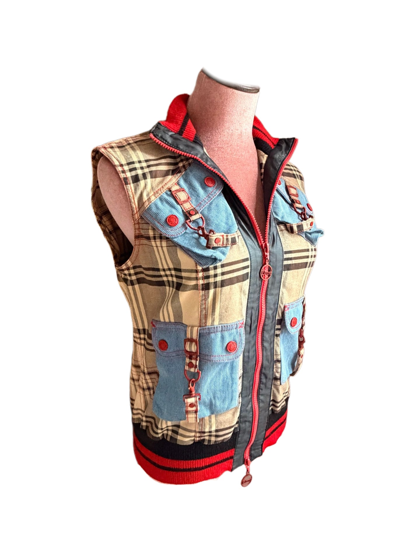 Christian Dior by John Galliano 2004 Golf Collection Check Utility Vest – Runway Pocket Harness Gilet