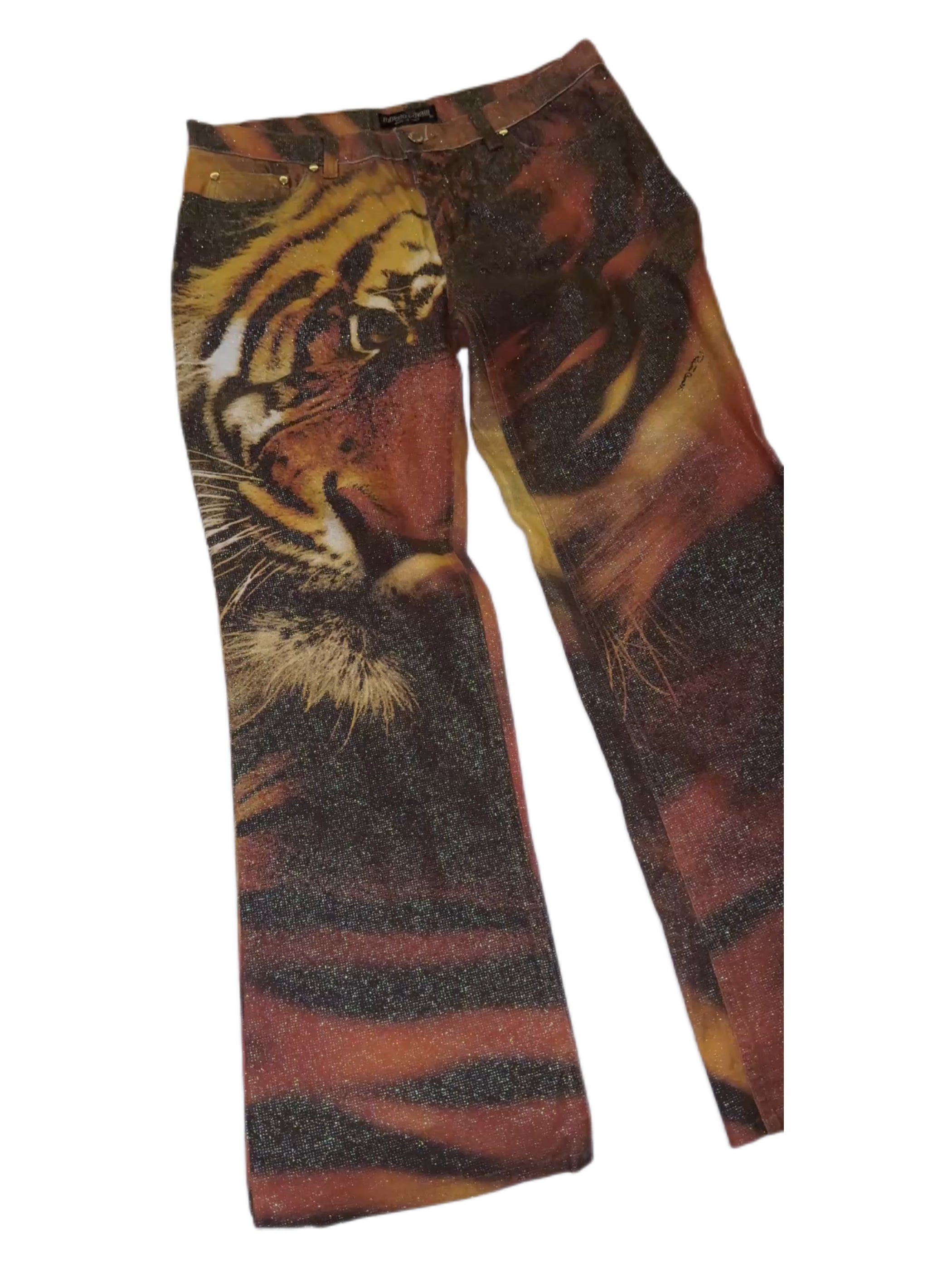 Roberto Cavalli 2001 Tiger Print Jeans – Runway Archive Piece