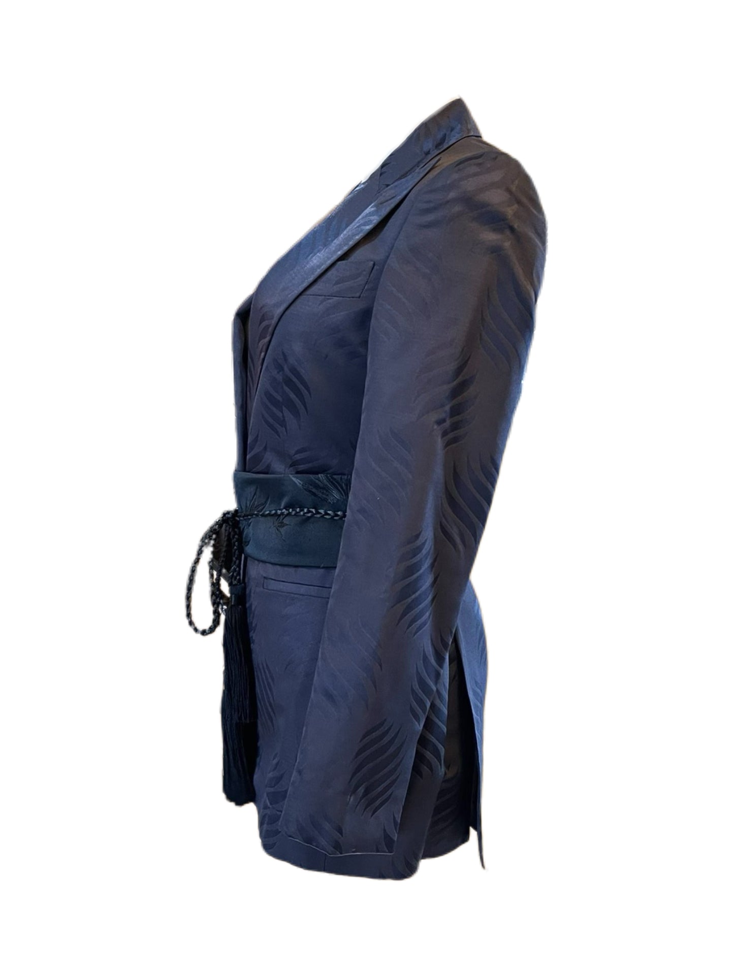Gucci by Tom Ford Satin Jacquard Belted Blazer – 2000s Runway Corset Waist Jacket