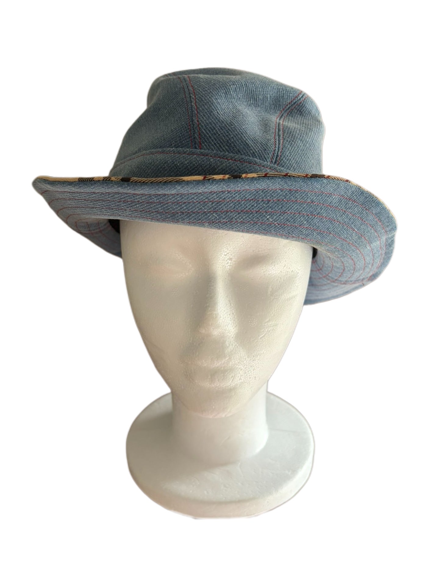 Christian Dior by John Galliano 2004 Runway Golf Collection Denim Check Bucket Hat