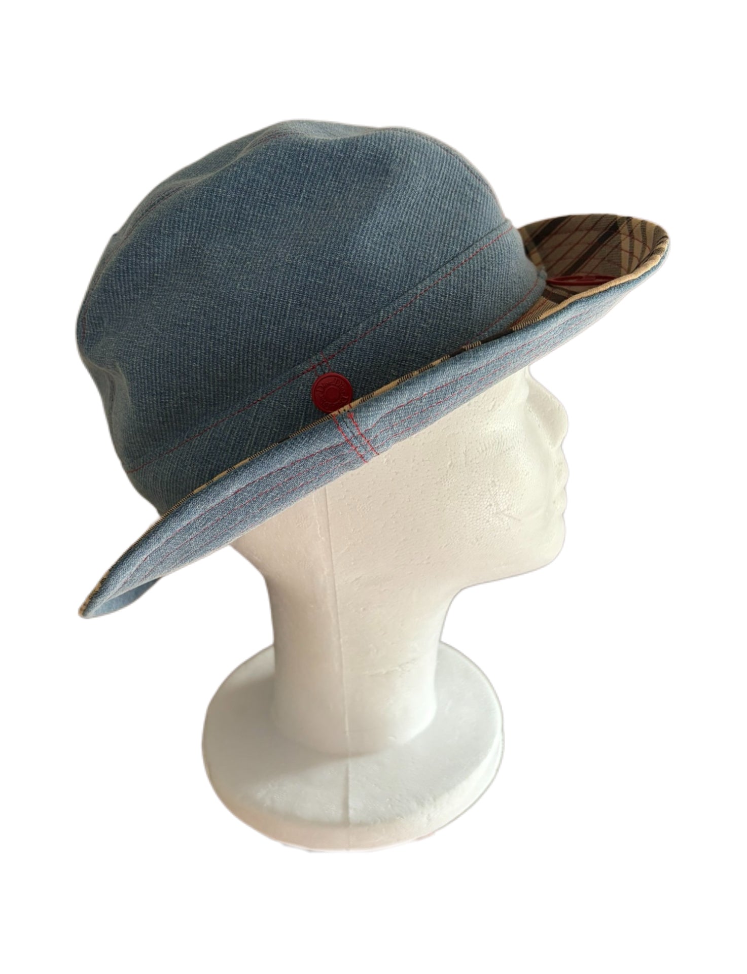 Christian Dior by John Galliano 2004 Runway Golf Collection Denim Check Bucket Hat
