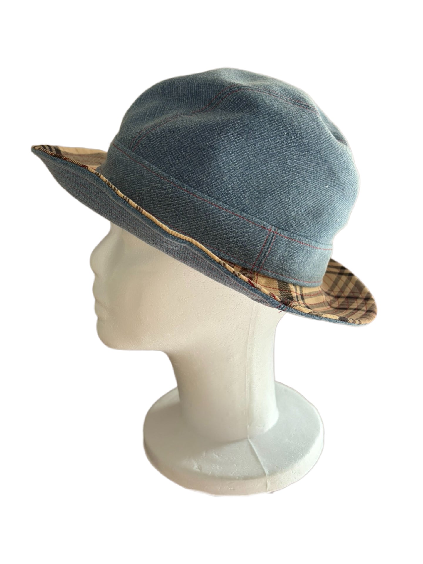 Christian Dior by John Galliano 2004 Runway Golf Collection Denim Check Bucket Hat