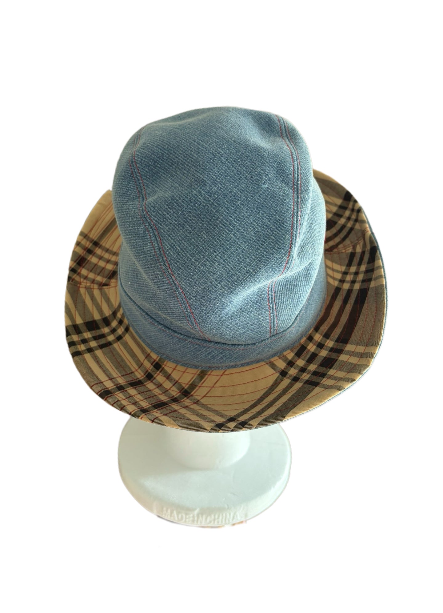 Christian Dior by John Galliano 2004 Runway Golf Collection Denim Check Bucket Hat