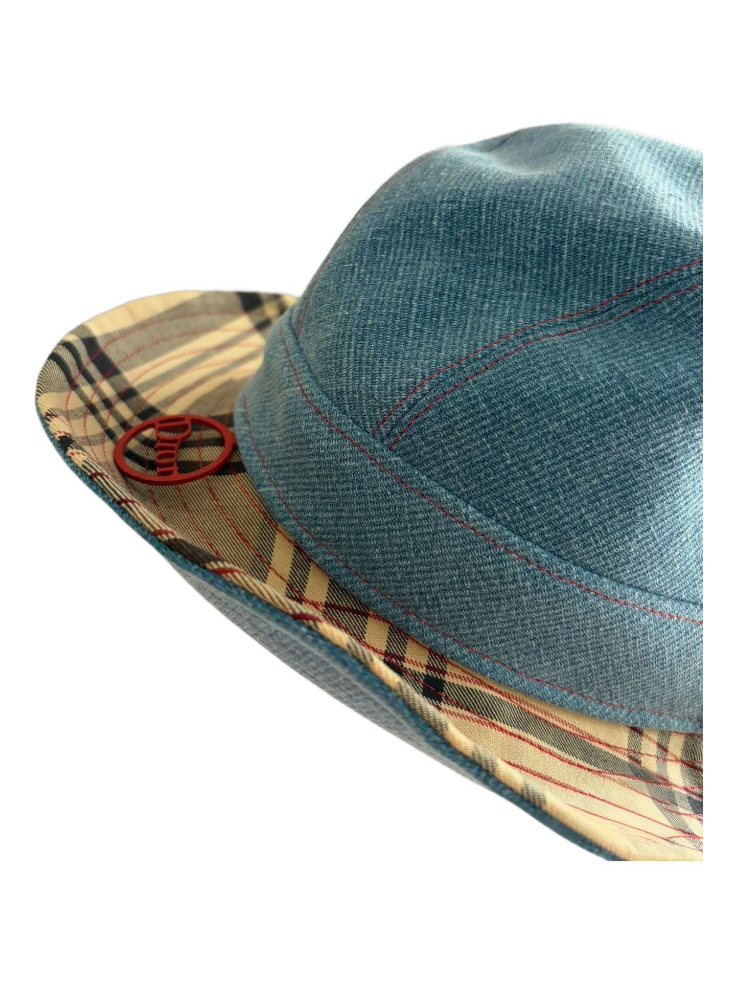 Christian Dior by John Galliano 2004 Runway Golf Collection Denim Check Bucket Hat