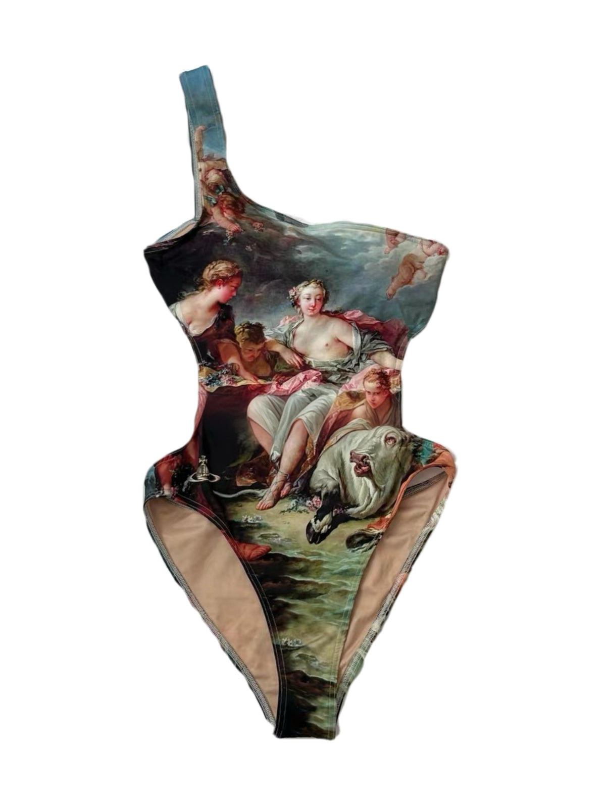 Vivienne Westwood Rare Baroque Oil Painting Print Open-Back One-Piece Swimsuit
