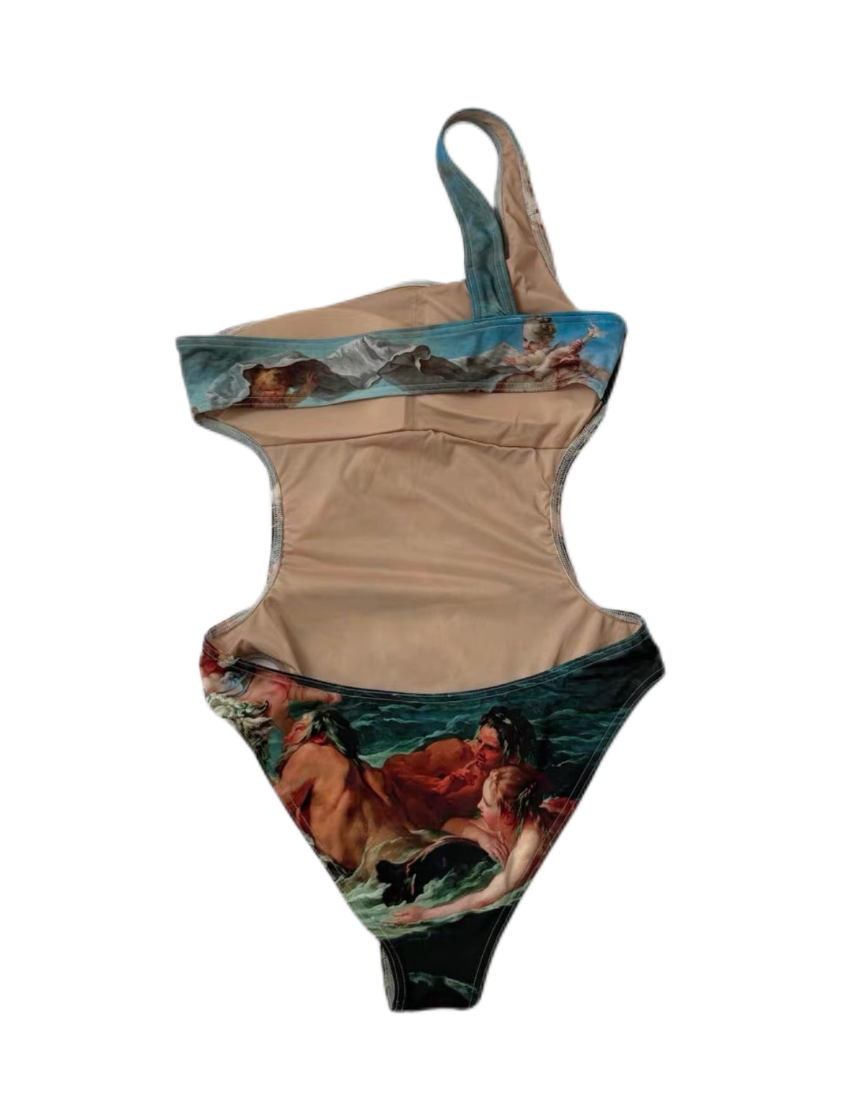 Vivienne Westwood Rare Baroque Oil Painting Print Open-Back One-Piece Swimsuit