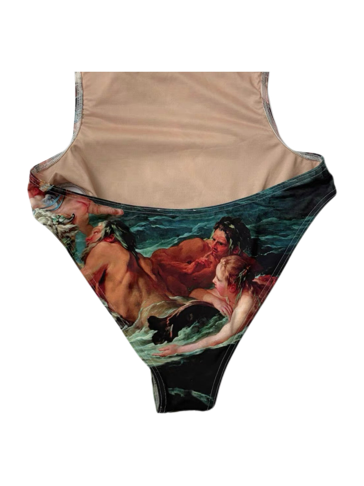 Vivienne Westwood Rare Baroque Oil Painting Print Open-Back One-Piece Swimsuit