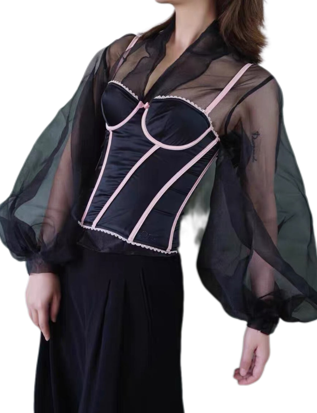 Christian Dior by John Galliano Black Silk Bustier Corset Top