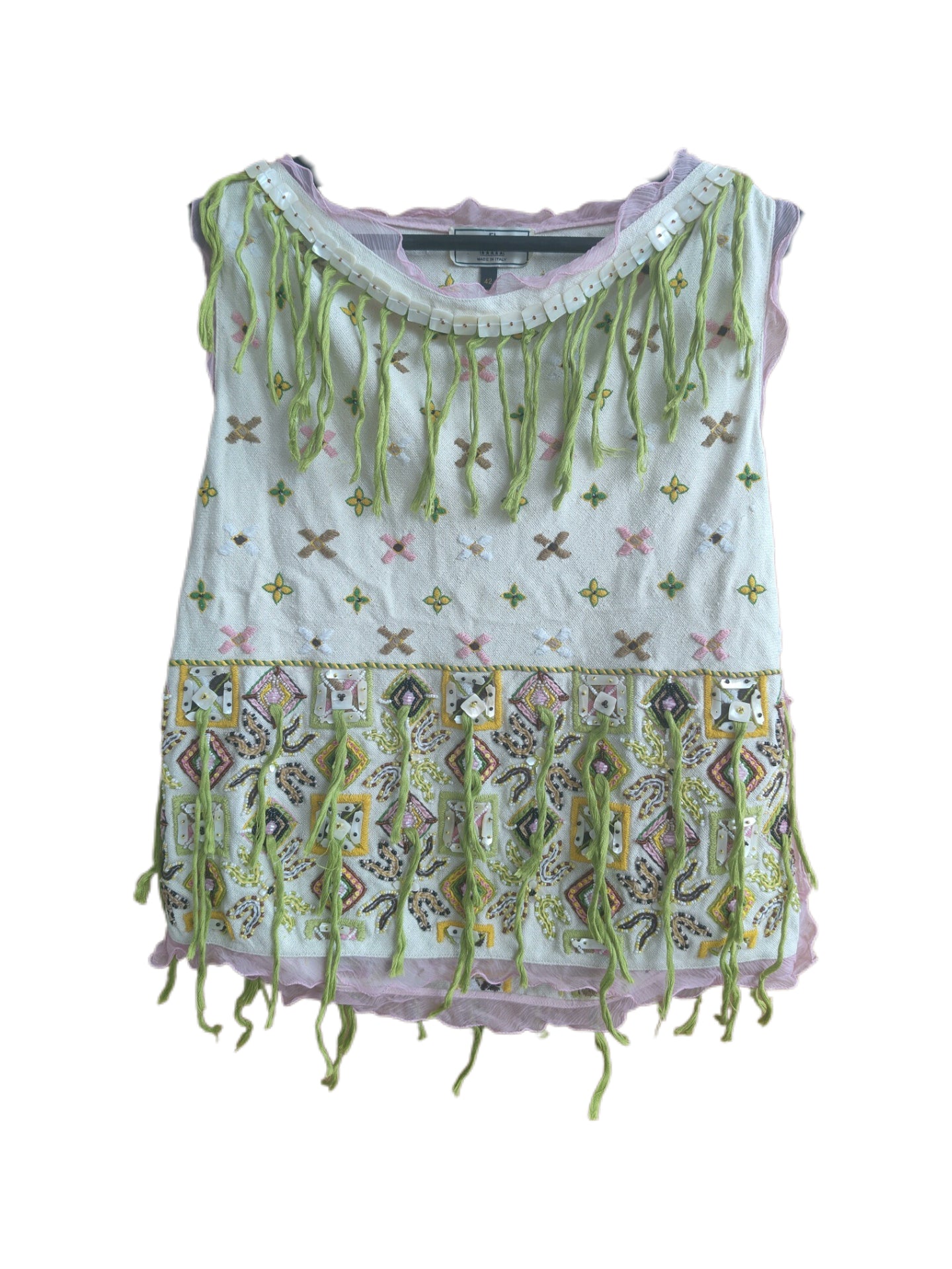 Fendi Spring/Summer 2000 Rare Embellished Fringe Top & Skirt Set
