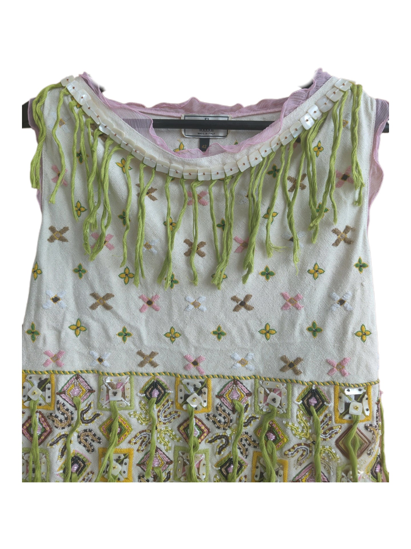 Fendi Spring/Summer 2000 Rare Embellished Fringe Top & Skirt Set