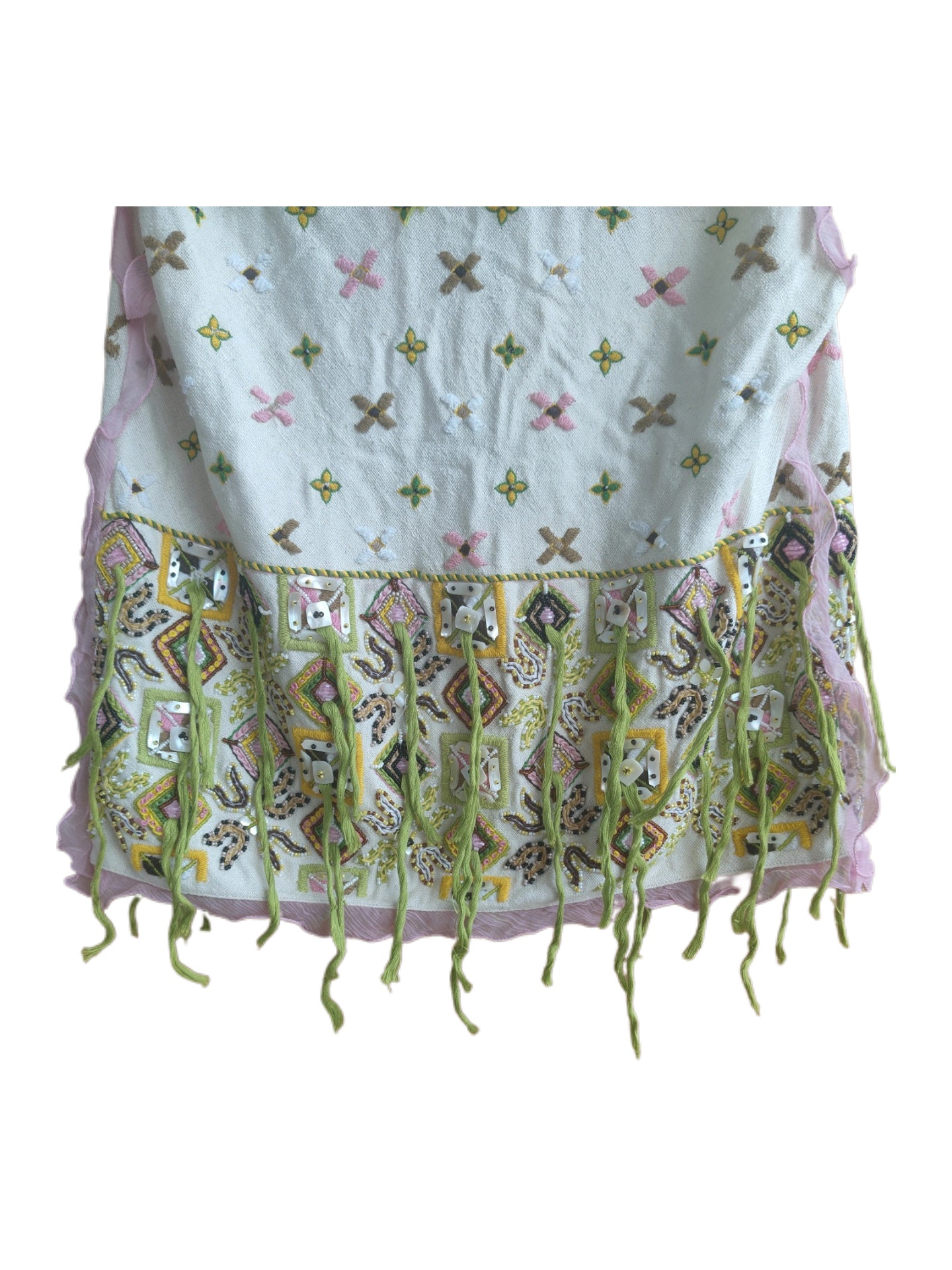 Fendi Spring/Summer 2000 Rare Embellished Fringe Top & Skirt Set