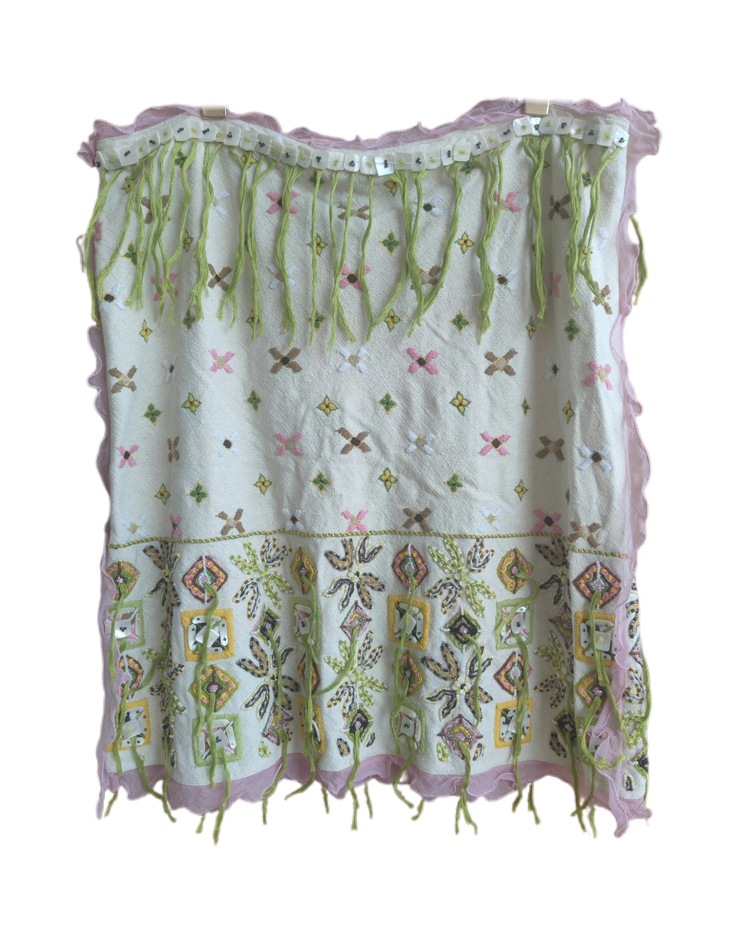 Fendi Spring/Summer 2000 Rare Embellished Fringe Top & Skirt Set