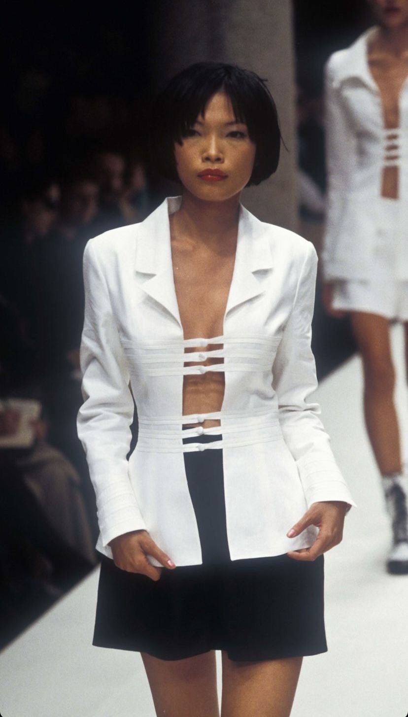 Fendi Vintage 1995 SS Karl Lagerfeld White Linen Archive Jacket