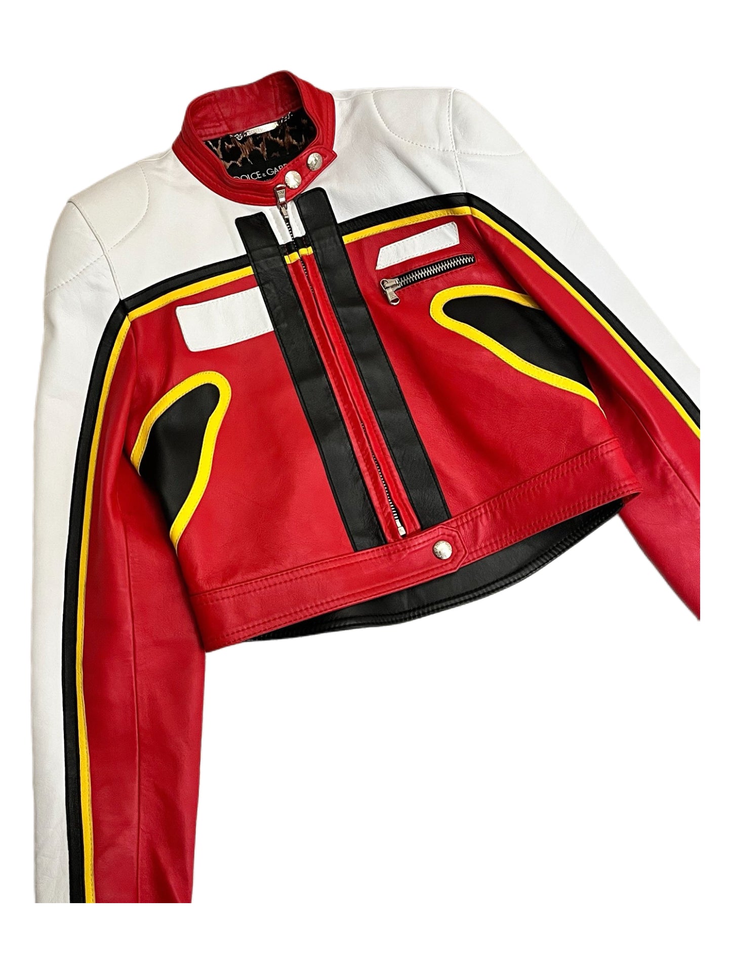 Dolce & Gabbana Spring/Summer 2001 Runway Red Leather Motorcycle Jacket