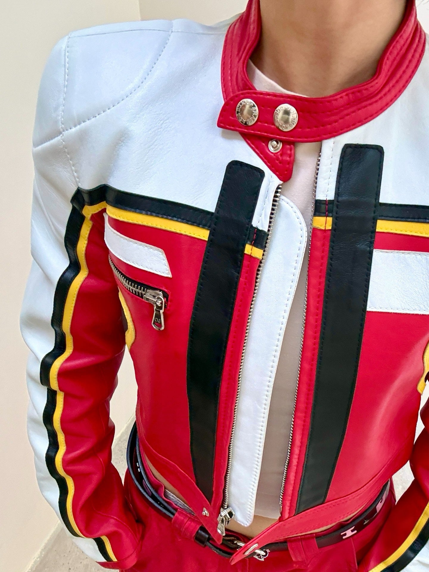 Dolce & Gabbana Spring/Summer 2001 Runway Red Leather Motorcycle Jacket