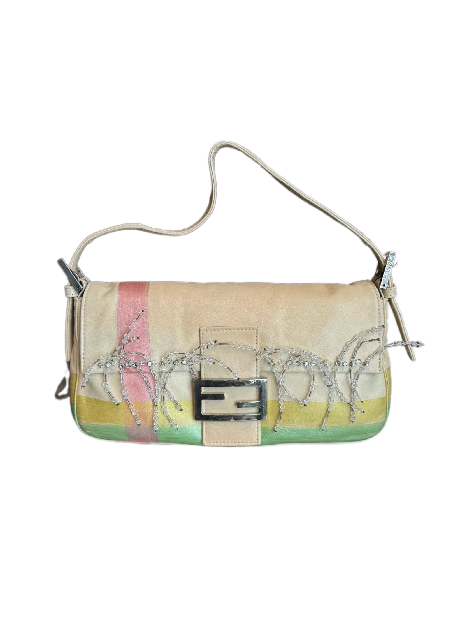 Fendi Crystal Fringe Satin Baguette Bag – Y2K Magazine Featured Rare Piece