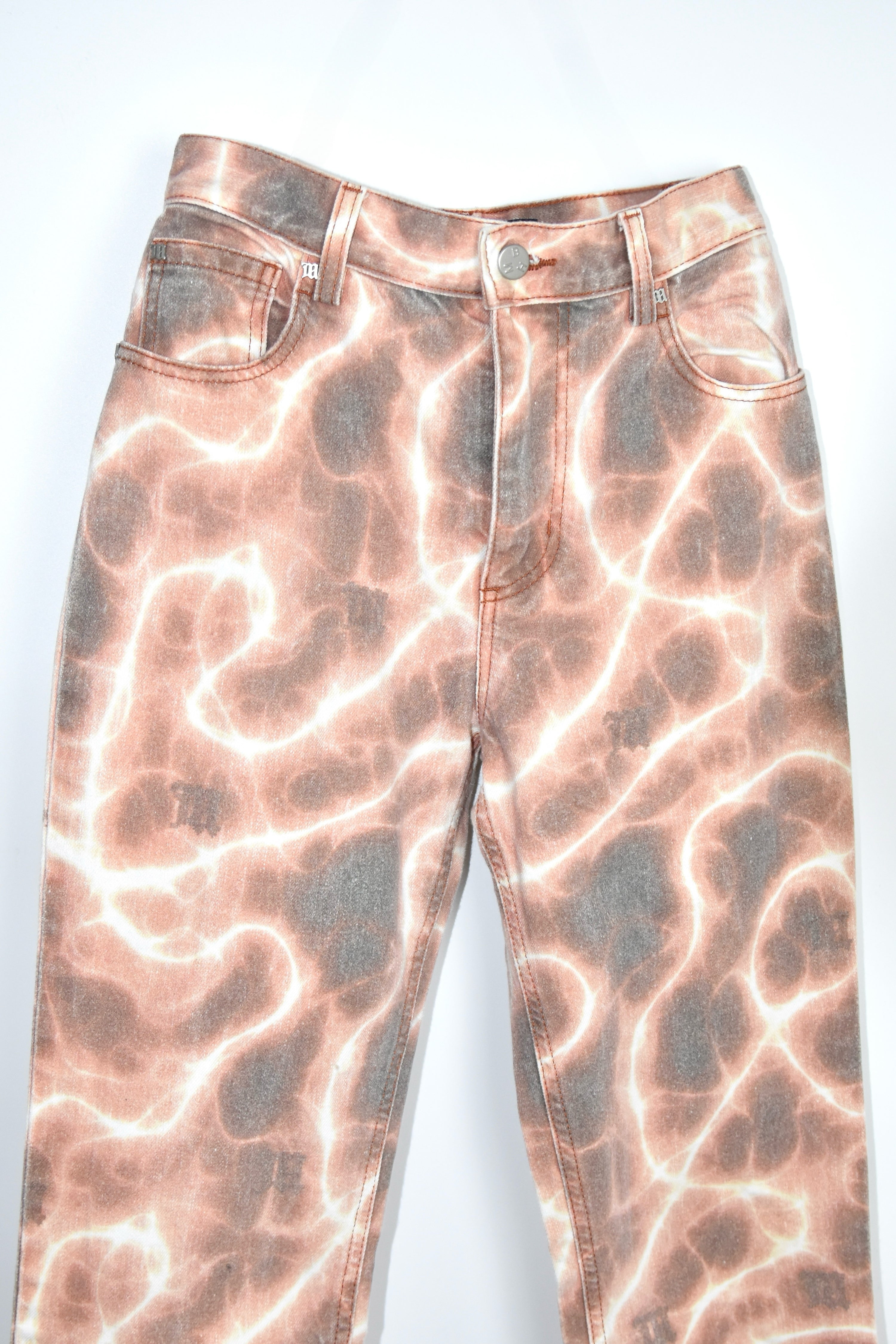 MISBHV Pool Ripple Digital Print Denim – Archive Orange/Beige Straight Fit, Size 26 (Almost New)