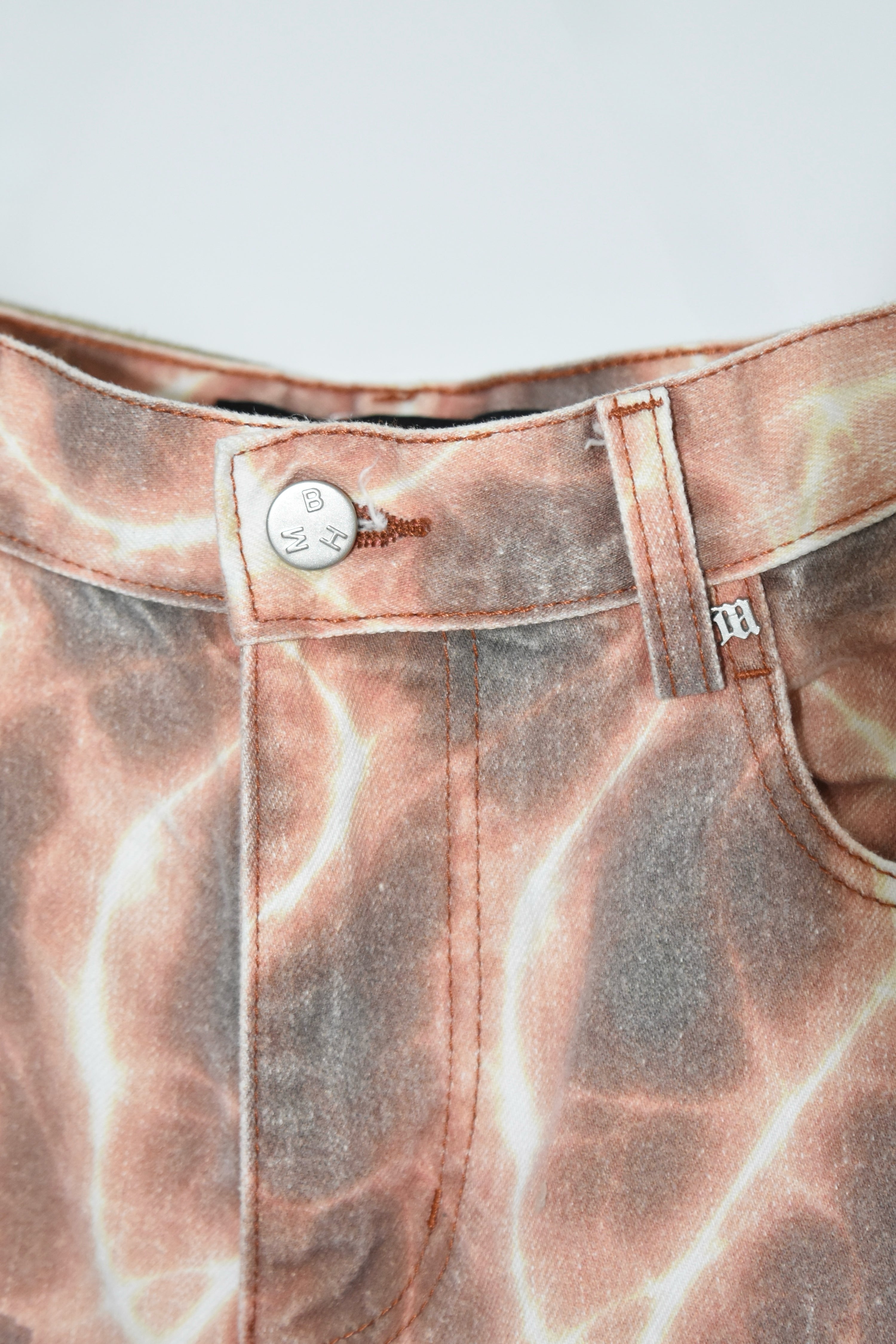 MISBHV Pool Ripple Digital Print Denim – Archive Orange/Beige Straight Fit, Size 26 (Almost New)