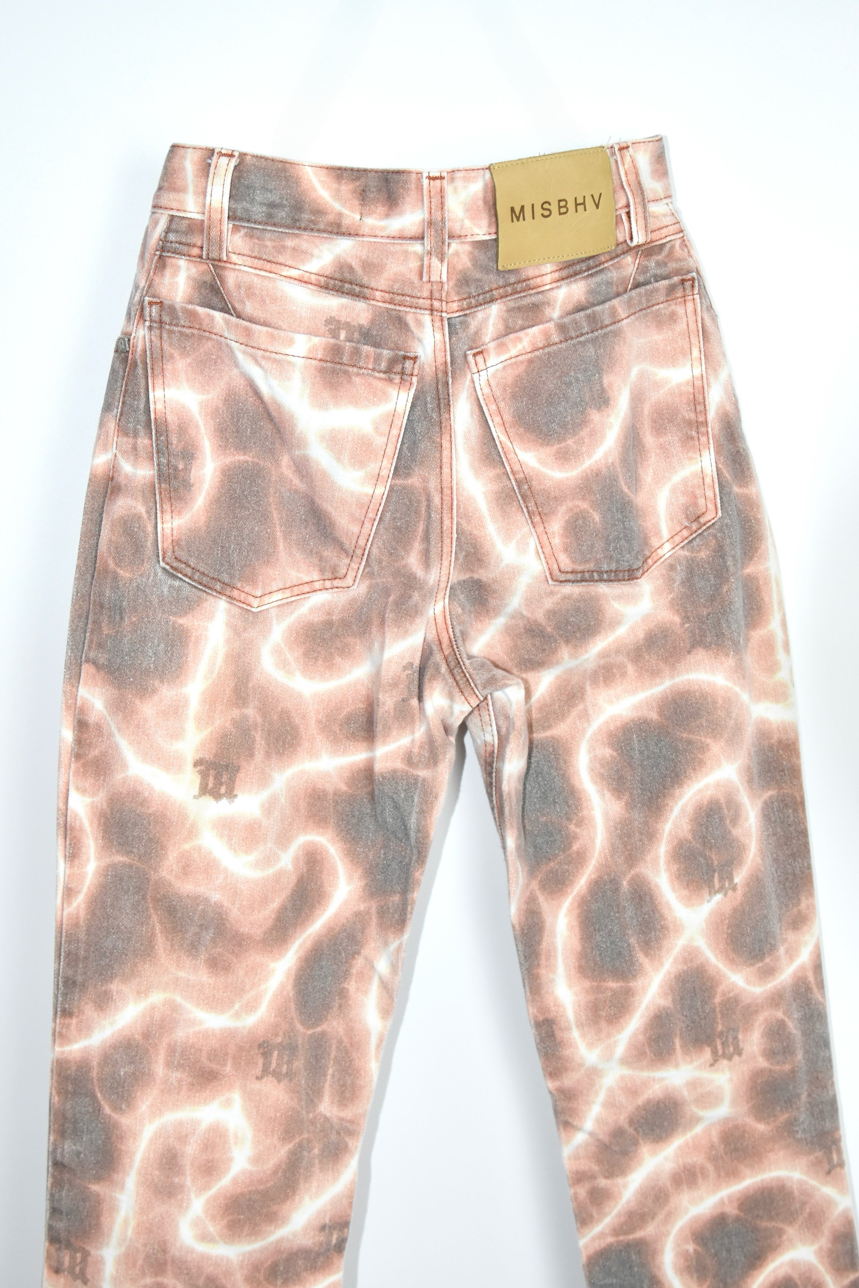 MISBHV Pool Ripple Digital Print Denim – Archive Orange/Beige Straight Fit, Size 26 (Almost New)