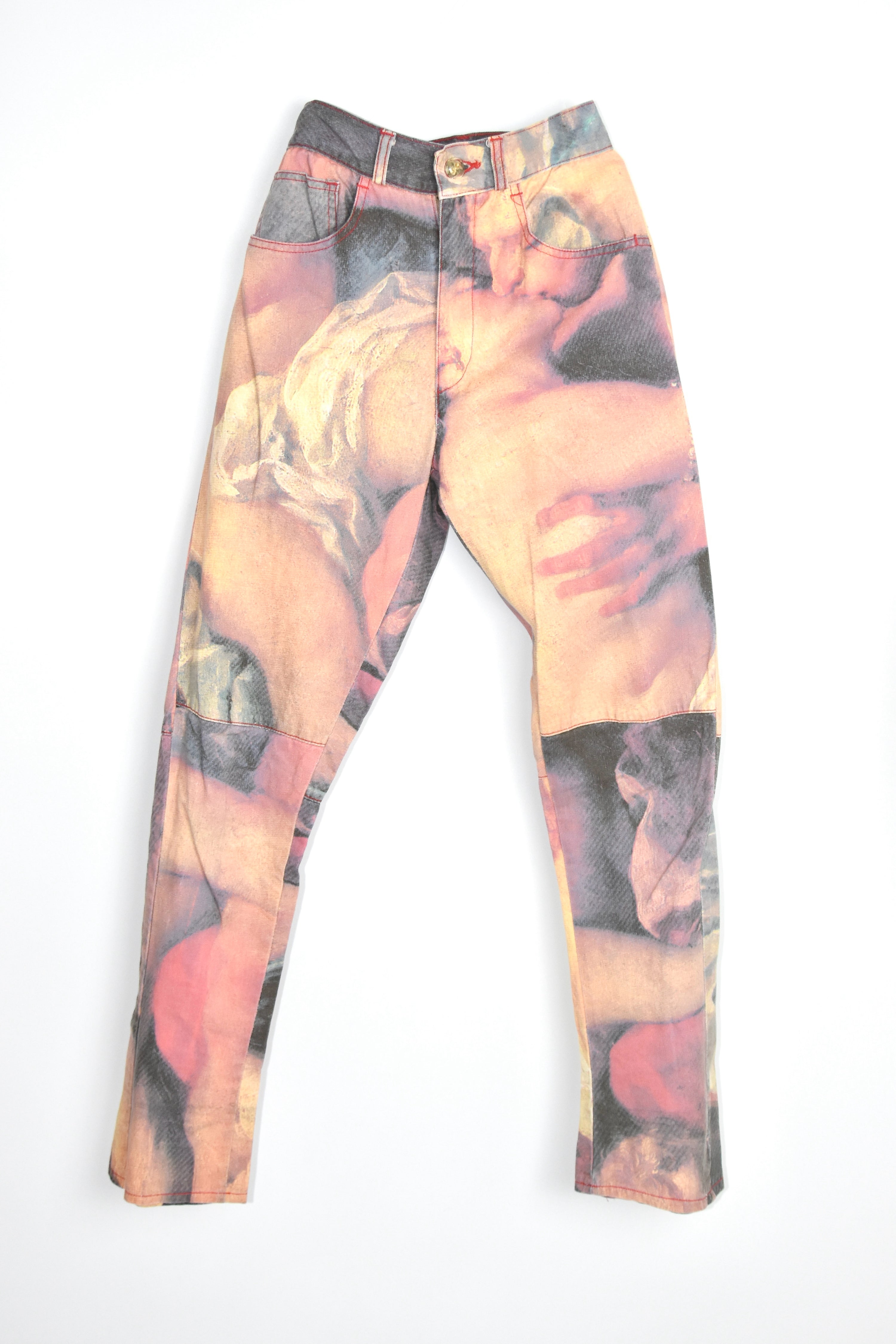 Vivienne Westwood Renaissance Printed Flared Jeans (Erotic Classicism in Painterly Distortion)