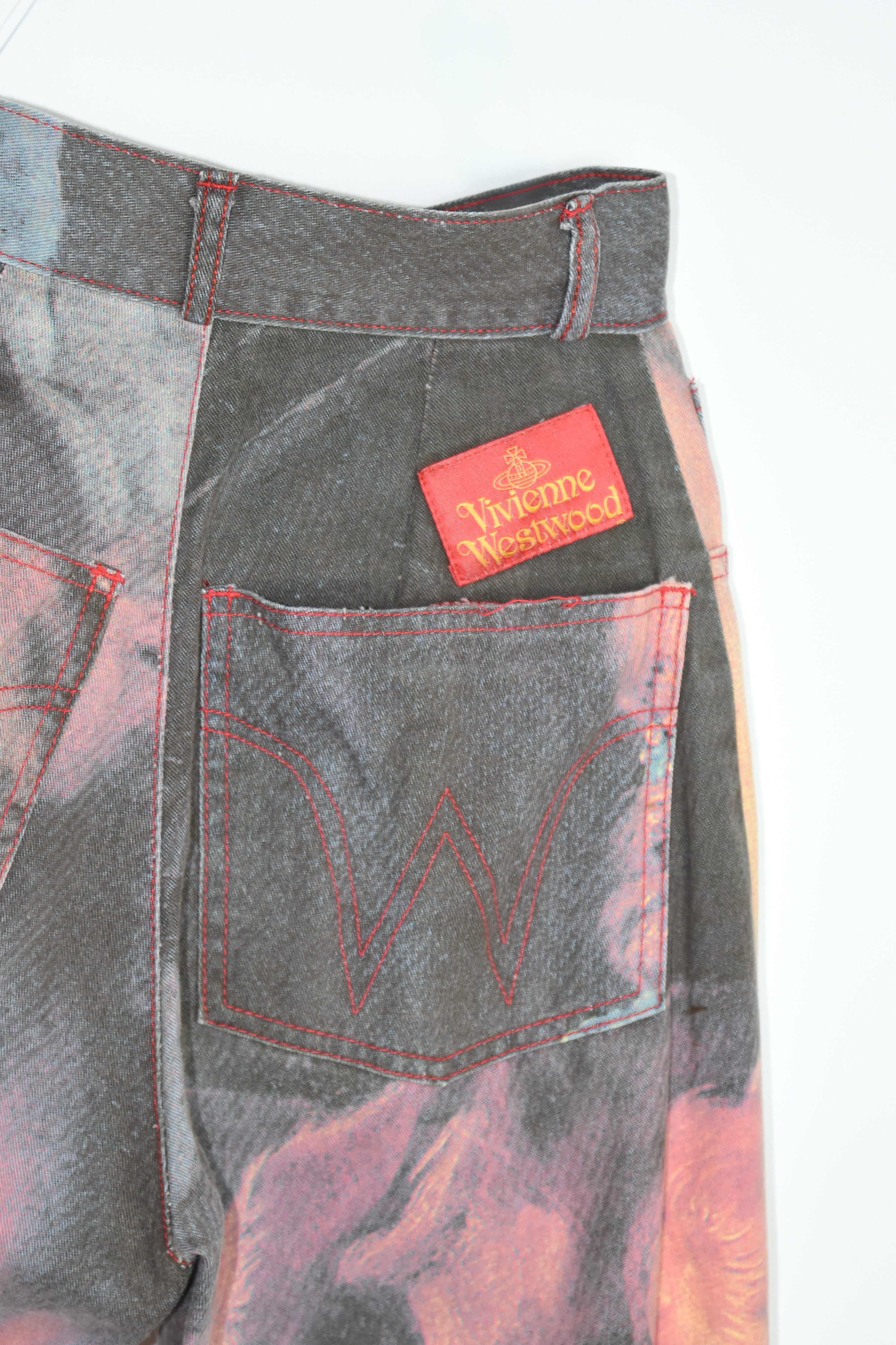 Vivienne Westwood Renaissance Printed Flared Jeans (Erotic Classicism in Painterly Distortion)
