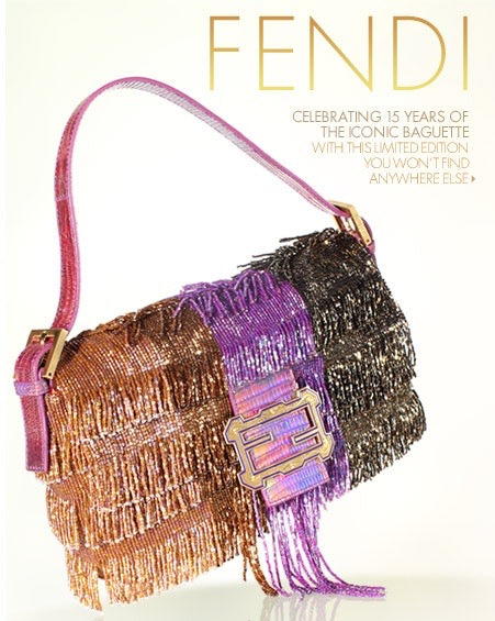 Fendi Limited Edition Beaded Fringe Baguette Bag – Multicolor Metallic Tassel Runway Statement Piece