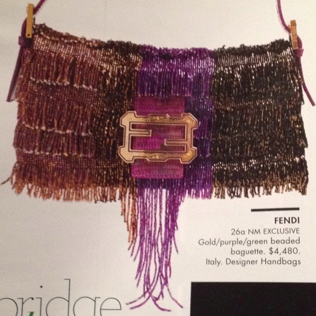 Fendi Limited Edition Beaded Fringe Baguette Bag – Multicolor Metallic Tassel Runway Statement Piece
