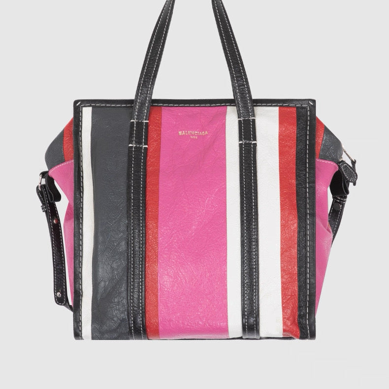 Balenciaga Bazar Shopper XS Tote – Multicolor Striped Lambskin