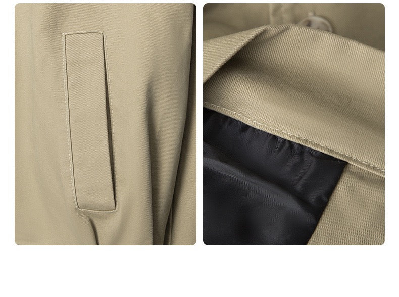 Retro-Inspired Utility Cotton Jacket – Black / Khaki