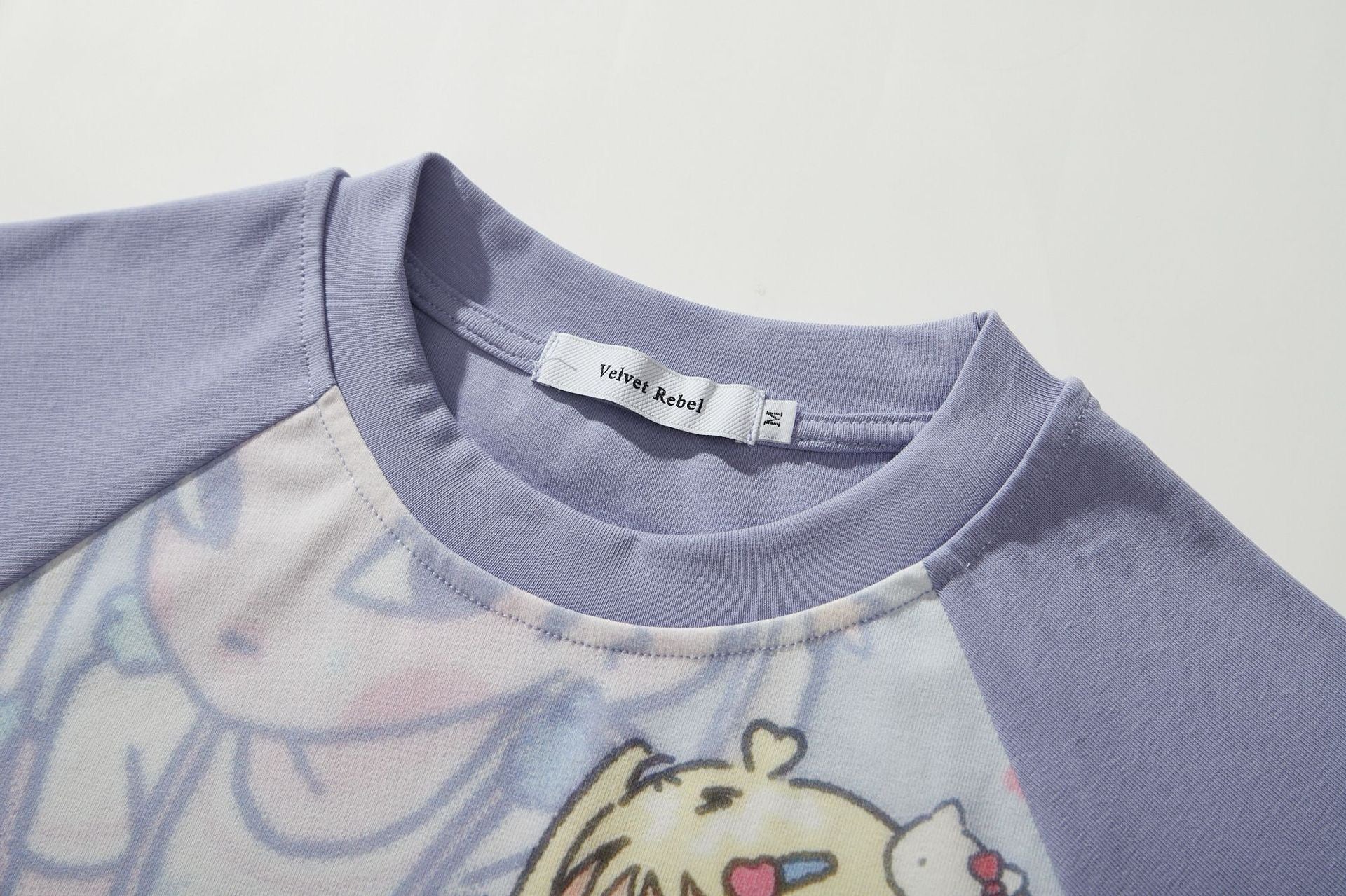Velvet Rebel Anime Girl Graphic Raglan Short-Sleeve T-Shirt