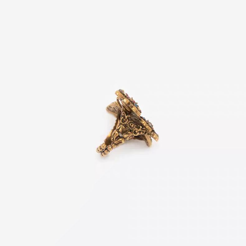 Gucci Multicolor Crystal Butterfly Ring Gold